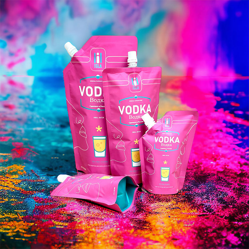 Vodka refill ready spouted pouches
